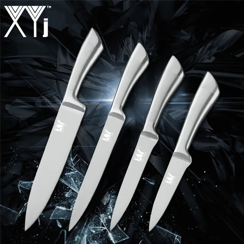 H.4pcs set XYj нож для приготовления пищи из нержавеющей стали, 6 шт. в наборе, 8 ''7'' 5 ''3,5'', нож для нарезки хлеба Santoku, кухонный аксессуар - Цвет: H.4pcs set