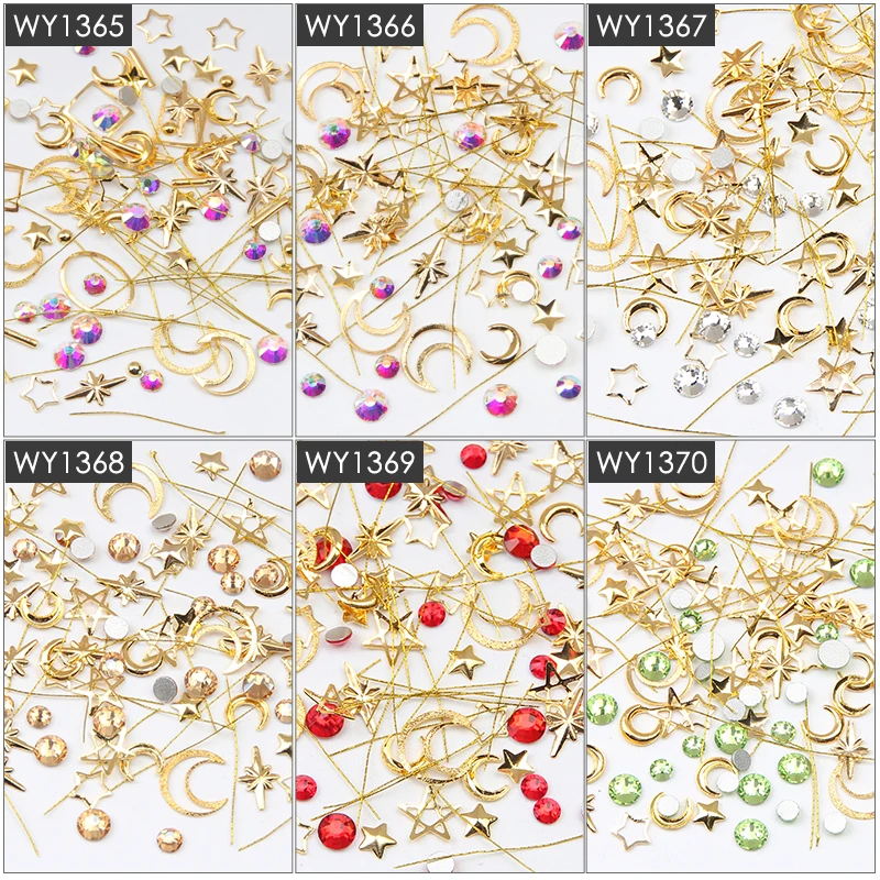 Маникюрные украшения без косточек золотые и медные заклепки для ногтей дизайн