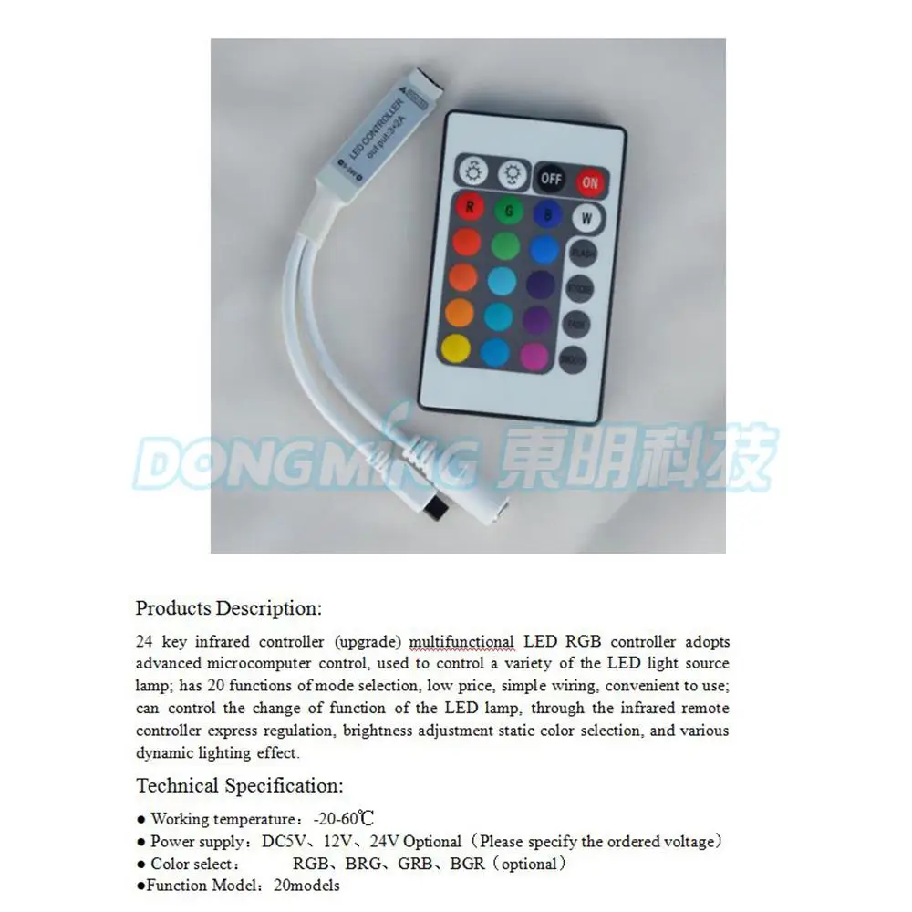 New arrival Mini 24Key IR Remote Controller For 3528 5050 RGB LED Light Strip White rgb remote controller for lower price | Освещение