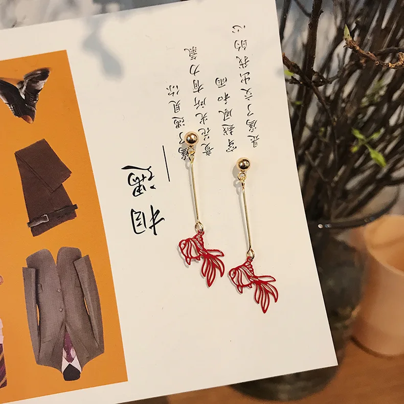 Серьги подвески с красными рыбками кои на новый год 2019|Серьги-подвески| |