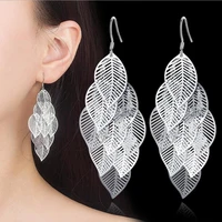 everoyal trendy hollow leaf long earrings for girls accessories female new fashion silver 925 earrings for women jewelry female