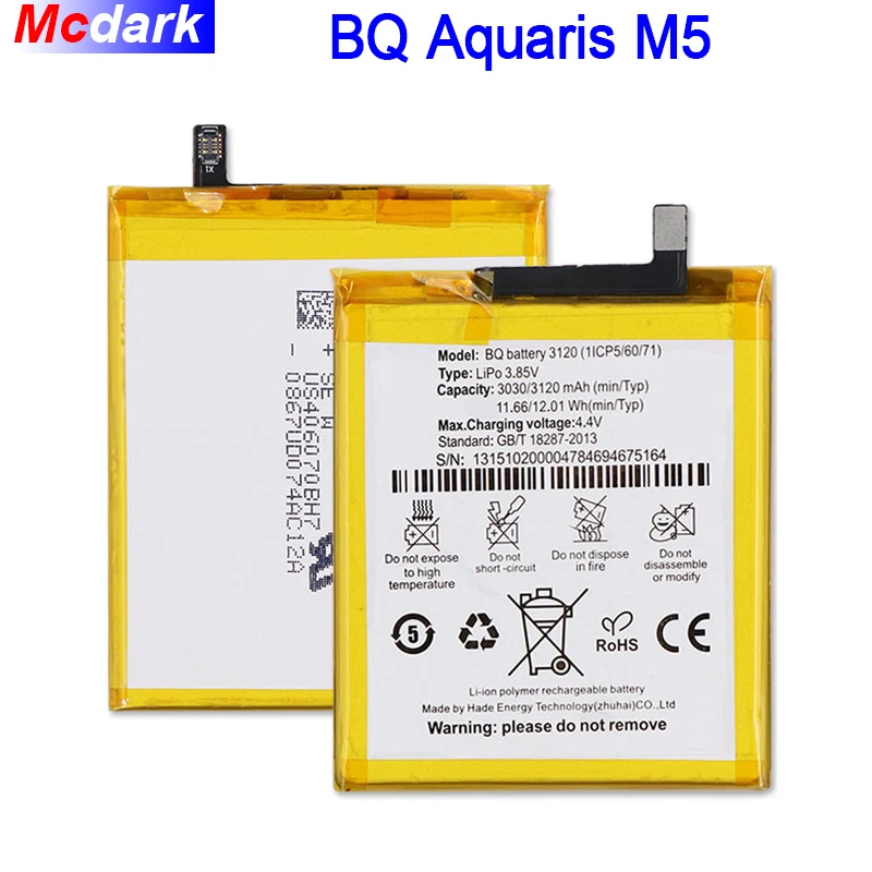 Новинка 3120(1ICP5/60/71) M5 батарея для BQ Aquaris Batterie Bateria Batterij 3120mAh | Мобильные телефоны и