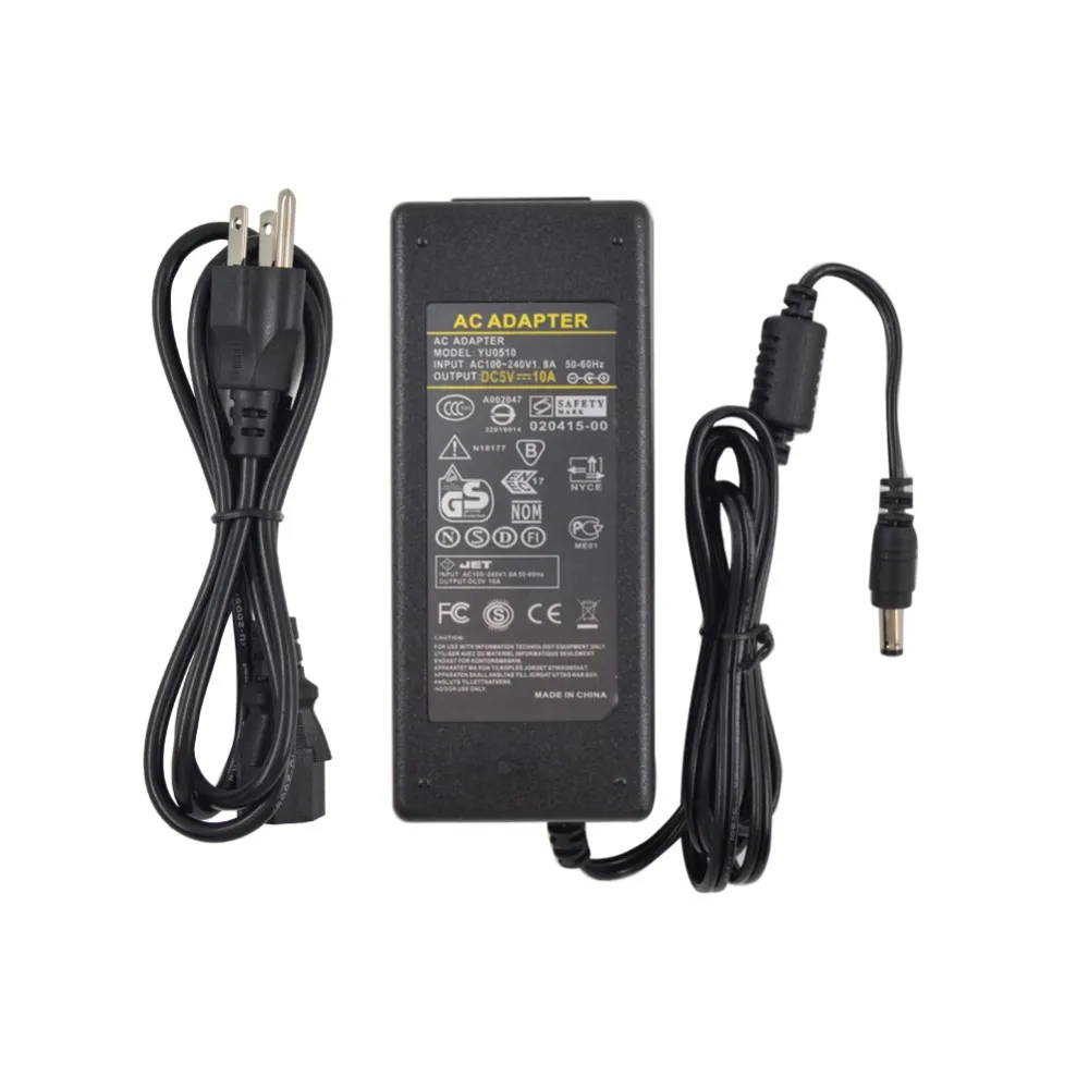5 V 10A 50 Вт светодиодный Питание адаптер для WS2812 WS281 5050 Светодиодные ленты света с вилкой