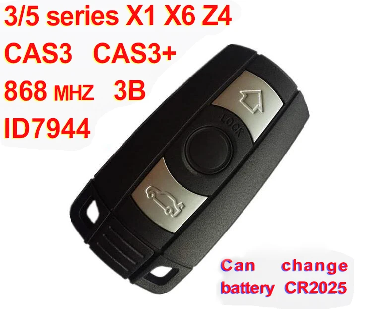 3 Button Smart Key For BMW 3 5 series X1 X6 Z4 With ID7944 Chip 868 Mhz Car Alarm Keyless Entry Fob (CAS3 CAS3+ System)