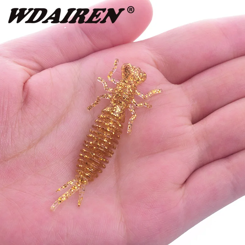 10pcs/lot Larva Soft Lures 55mm 1.2g Artificial Lures Fishing Worm Silicone Bass Pike Minnow Swimbait Jigging Plastic Baits