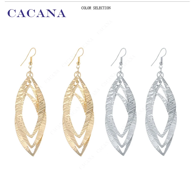 Длинные серьги CACANA для женщин овальная блестящая бижутерия Лидер продаж No. A584 A585 |
