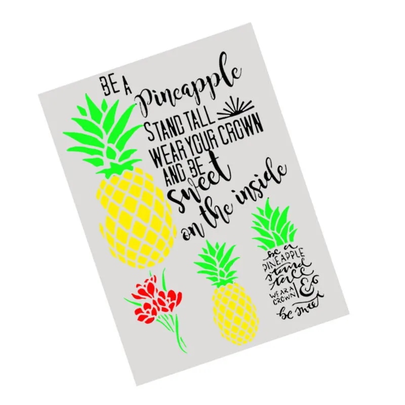 A4 Size DIY Painting Pineapple Design Stencils Template For Wall Fabric Wood Furniture Decor Embossing Paper Cards |