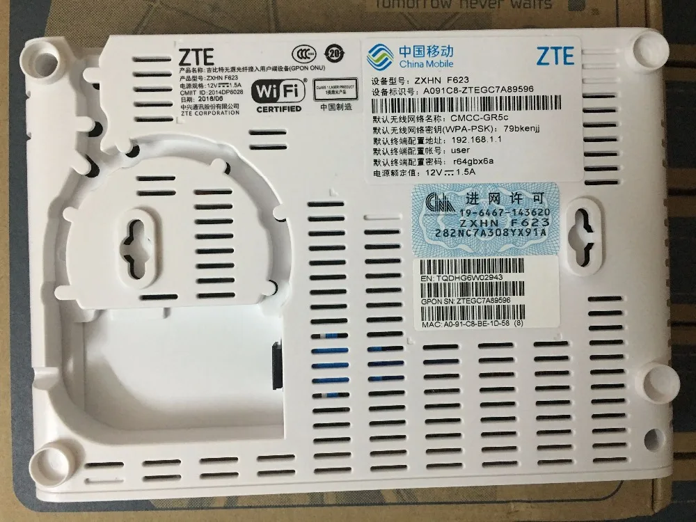 Оригинальный Новый F623 GPON ONU 1GE + 3FE порт 1 Голосовой WIFI ONT английский интерфейс|zte
