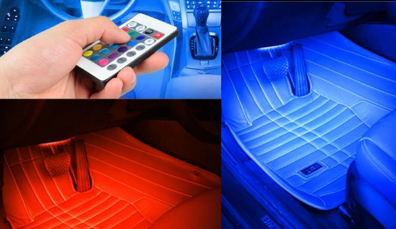 [Seven Neon]4x9 светодиодов RGB атмосферные огни для автомобиля декоративная лампа 12 В