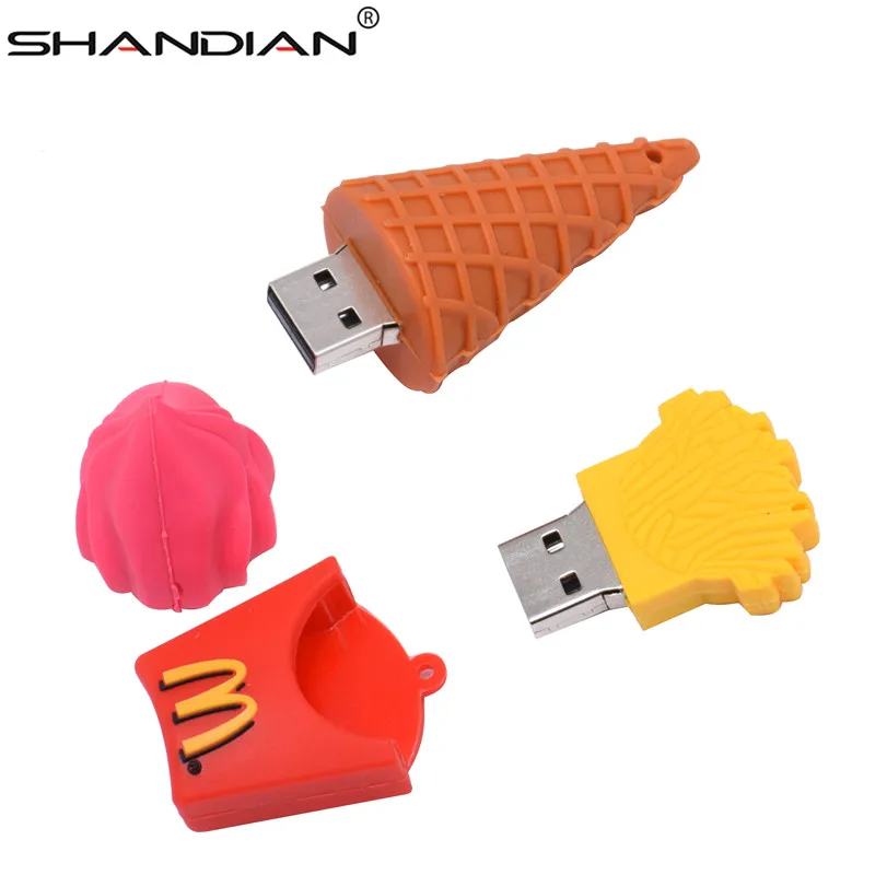 SHANDIAN usb мультфильм Картофель фри флэш-накопитель прекрасная Ручка-накопитель 4 ГБ 8 г 16 ГБ 32 ГБ 64 Гб mcdonald's ручка-накопитель карта памяти милый подарок