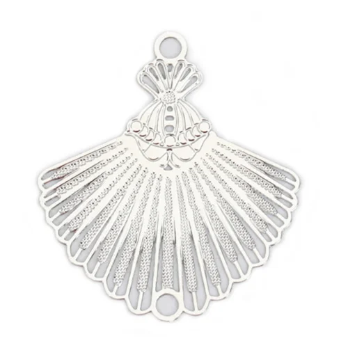 DoreenBeads мода сплав на железной основе Филигранное тиснение разъемы веерообразные Серебряный тон золото DIY фурнитура 29 мм x 26 мм, 10 шт - Цвет: 1