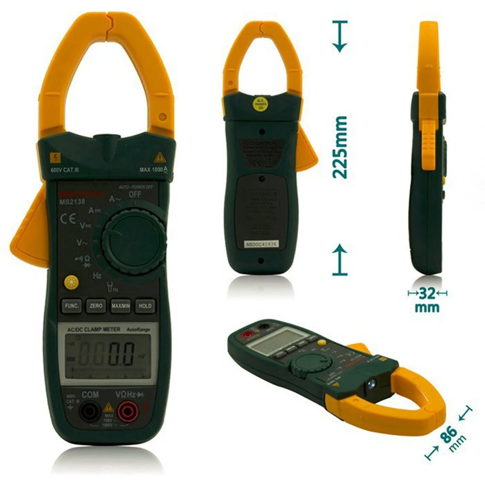 Mastech цифровой клещи MS2138 MS2138R DC/переменного тока 1000A мультиметр Вольтметр