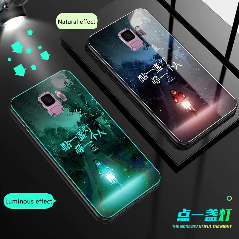 7 Чехол для телефона, светящийся стеклянный чехол s для samsung Galaxy S8 S9 PLUS, роскошная задняя крышка для samsung Galaxy S9 S8, чехол из закаленного стекла - Цвет: 7