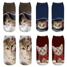 Новые зимние носки, женские милые короткие носки с 3D принтом, модные рождественские носки, женские короткие носки с забавным рисунком кота