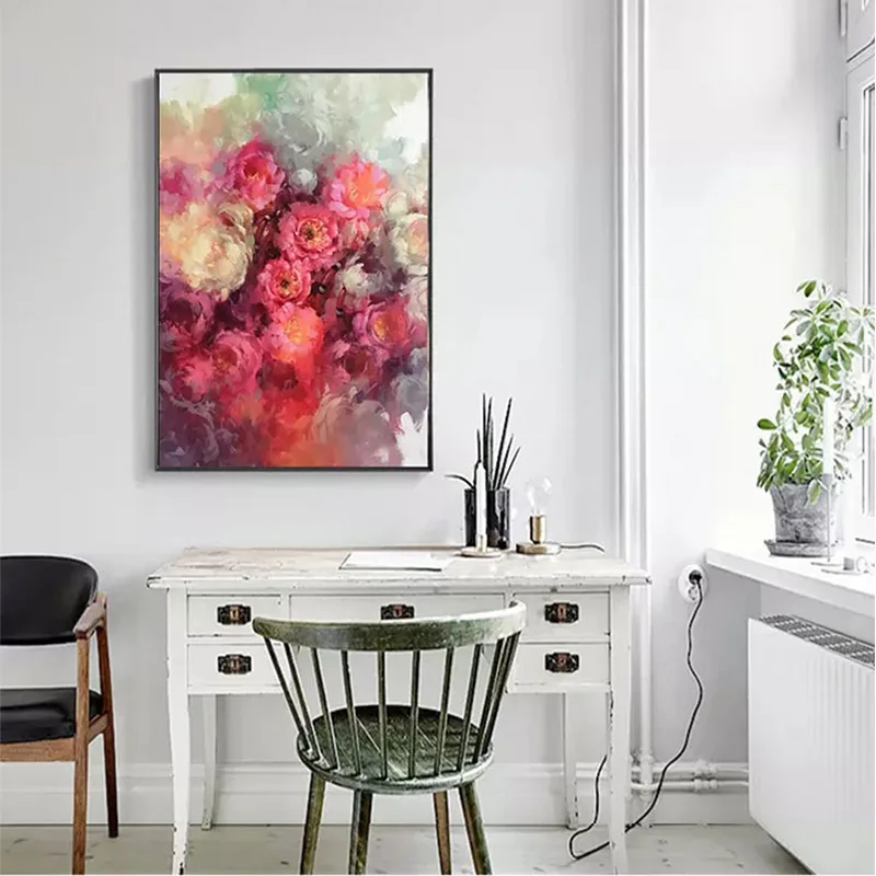 Goodecor Абстрактная живопись на холсте, живопись, красные цветы розы Wall Art Для Гостиная холст с печатью постера фотография картина без рамки