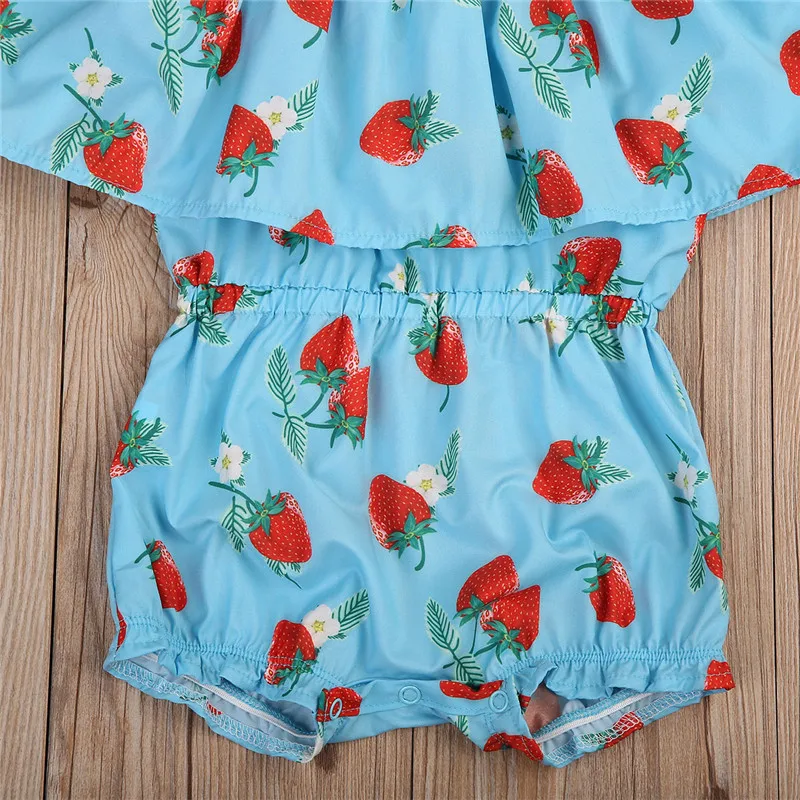 2018 Одежда для новорожденных девочек Детский комбинезон с клубничным принтом без