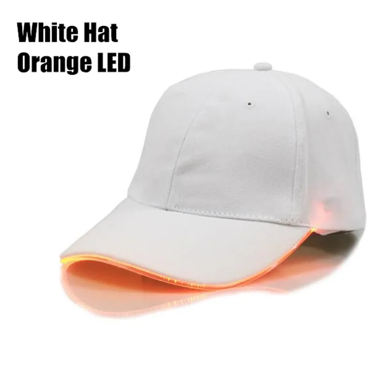 White Hat Orange LED 200 p! Мужская и женская светодиодный светящийся цветной бейсбольный головной убор для мальчиков и девочек Подростковая светодиодная светлая крышка в темноте вечерние реквизит для клуба хип-хоп кепка с козырьком - Цвет: White Hat Orange LED
