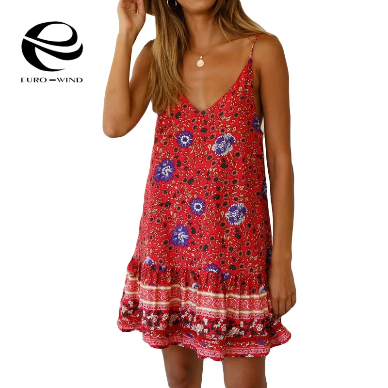 Пикантные летнее платье для женщин Boho повседневные летние платья пляж 2019 V