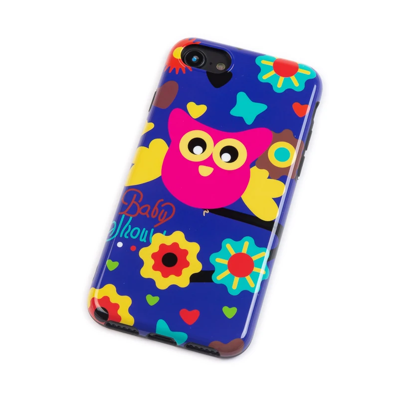 Luxury Glossy IMD Soft Silicone Case for Apple iPhone 7 8 Plus X 10 XS Max XR 6S 6 Cover Cute Cartoon Baby Owl in Heaven Floral | Мобильные