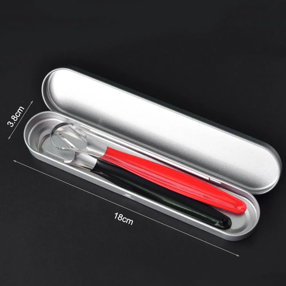 2pcs Tongue Scrapers Reusable Stainless Steel Oral Tongue Cleaner Brush+ box Fresher Sweepers Oral Hygiene Care fresh breath J71