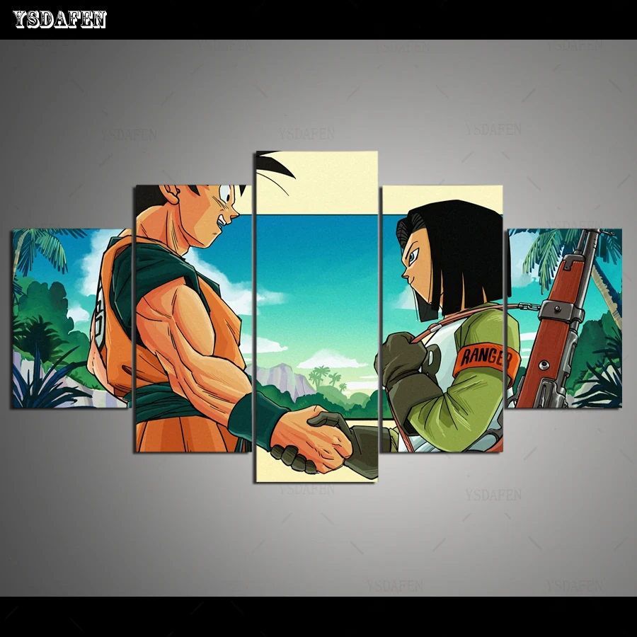 Прямая поставка 5 панельных холщовых картин HD DB 210318116 DRAGONBALL картина для домашнего