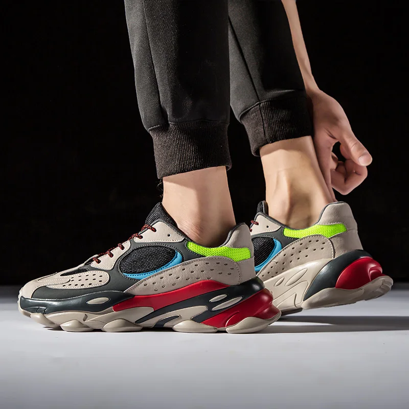 Мужские кроссовки в стиле Харадзюку повседневные дышащие кожаные вестерн Tenis