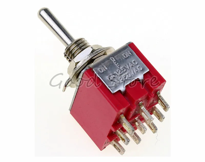 MTS-303 красный ON-OFF-ON 6 мм выключатели с фиксацией 3 позиции 3P2T 125 В переменного тока/6