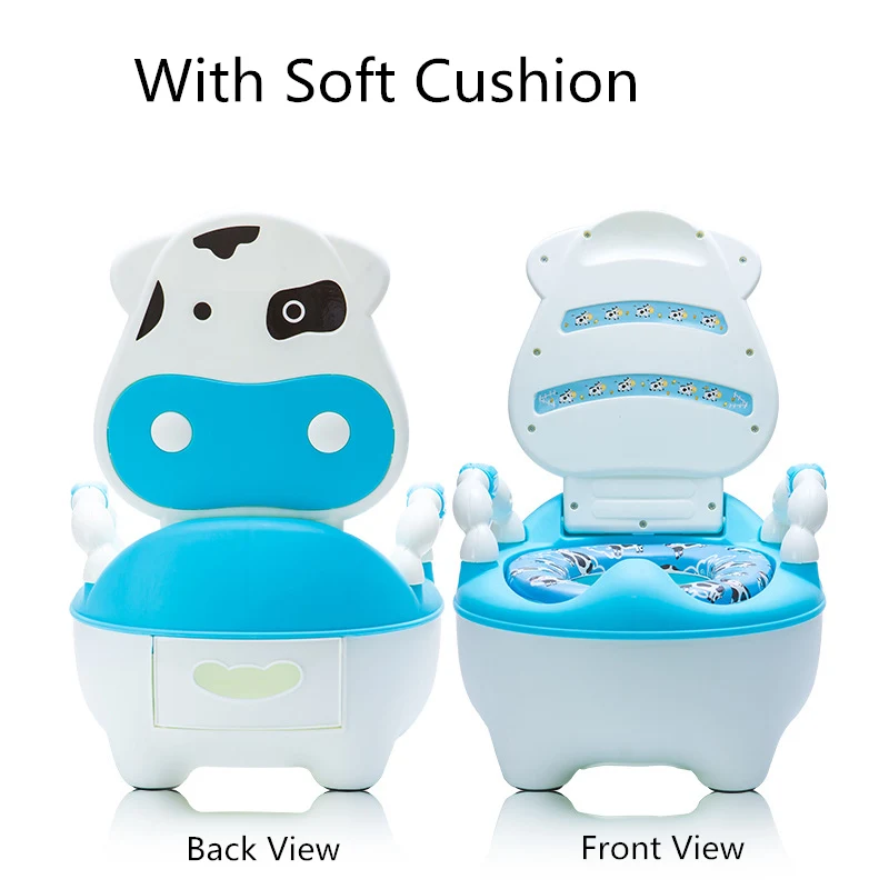Blue with cushion Детский унитаз, тренировочный стул для детского горшка, тренировочное сиденье для детей, тип ящика, легко моется - Цвет: Blue with cushion