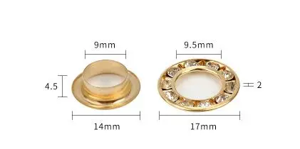 Gold inner 9mm-1 100 шт. внутренний диаметр. 6/9/14 мм цвет серебро/золото металлические медные кольца с горным хрусталем для одежды сумка обувь, одежда аксессуары петлевые стропы - Цвет: Gold inner 9mm-1