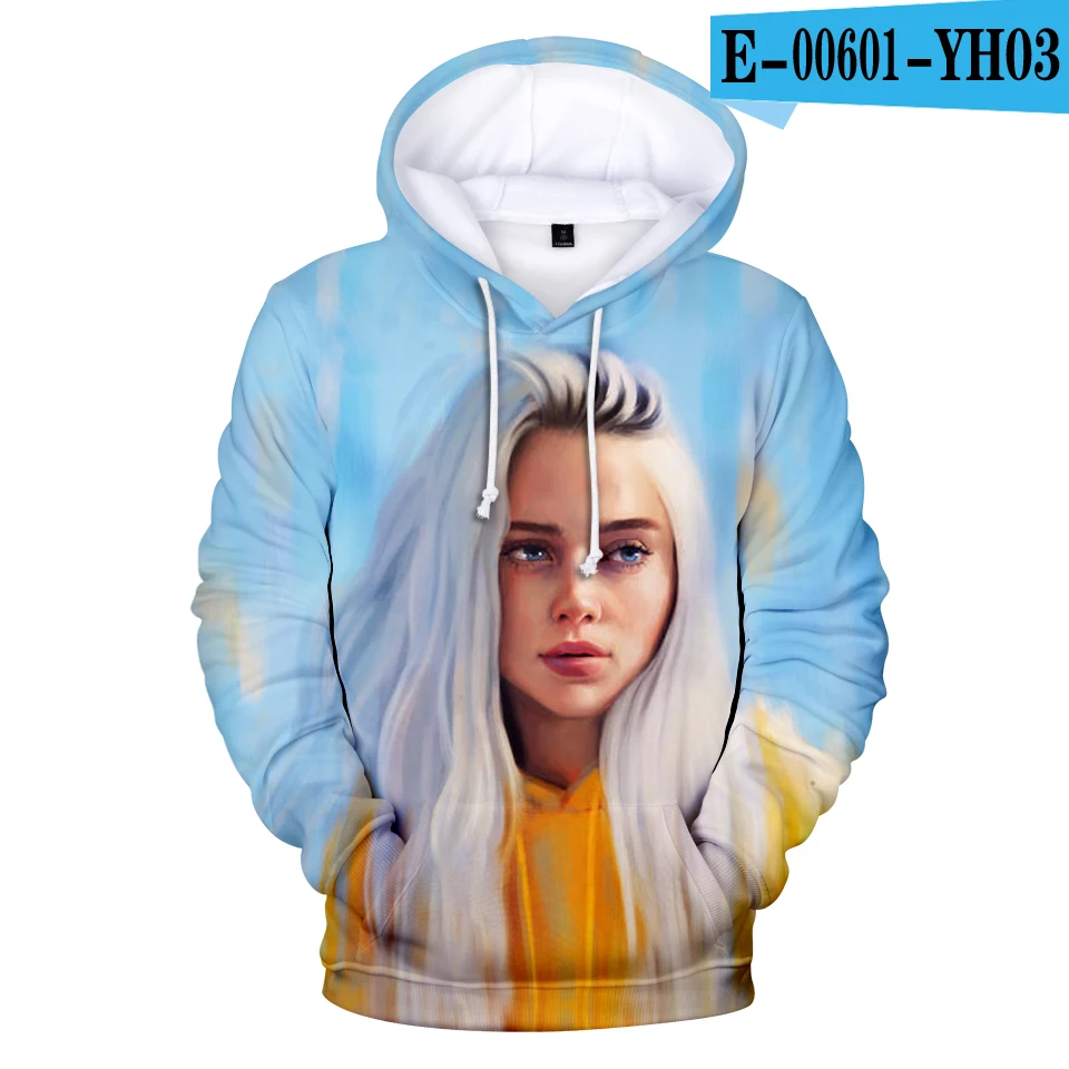 3D Новое поступление, Billie Eilish, 3D толстовки, женские, мужские, модные, Harajuku, хип-хоп, 3D принт, Billie Eilish, женские толстовки, толстовка - Цвет: 3D