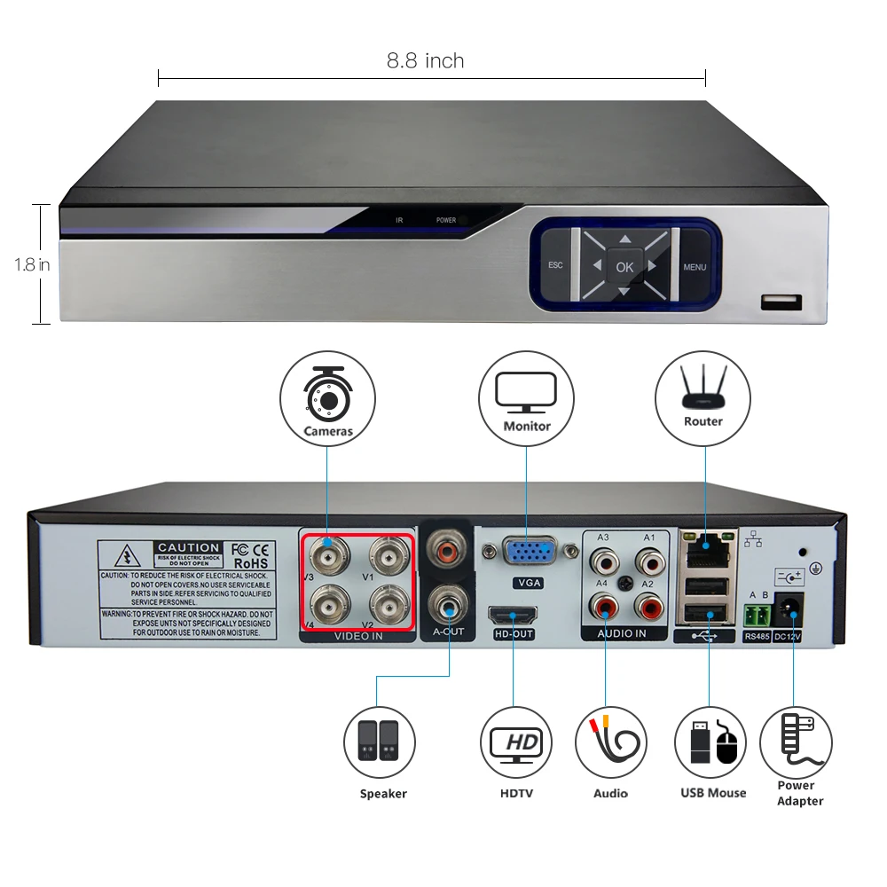Woaser 4ch 1080 P HDMI Выход видеорегистратор AHD CCTV Системы 4 шт. 2500tvl 2.0mp Камера Открытый ИК