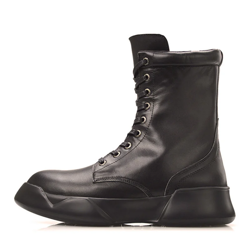 Зимние ботинки на шнуровке в стиле панк Стиль молнии мотоботы Мотоботы Мужская