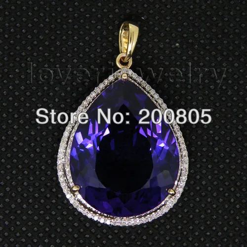 Новинка элегантные кулоны с аметистом 14K желтое золото алмазная подвеска груша