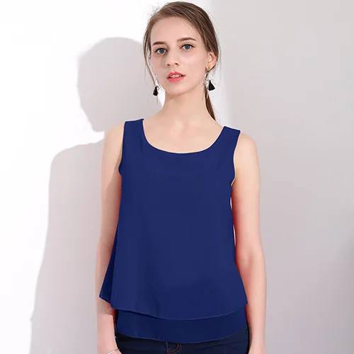 Navy Blue GAREMAY Для женщин блузки шифон Лето 5XL женские блузки Плюс Размеры Для женщин s блузка без рукавов Топ Femme Белый Blusas Femininas женские рубашки блузка женская летняя - Цвет: Navy Blue