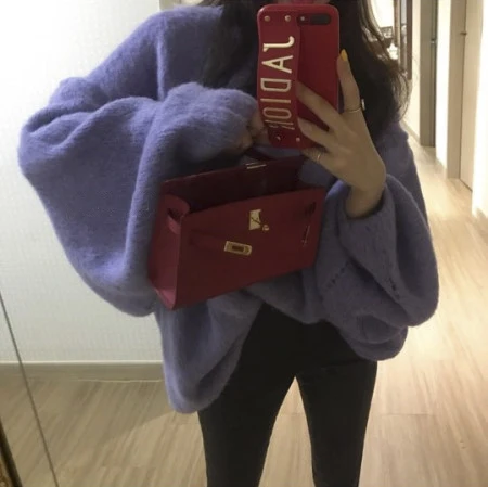 ZAWFL Sweater Women Mohair Pullovers 2020 Winter Autumn Long Sleeve Female Kintted Thick Loose Cashmere Sweaters | Женская одежда