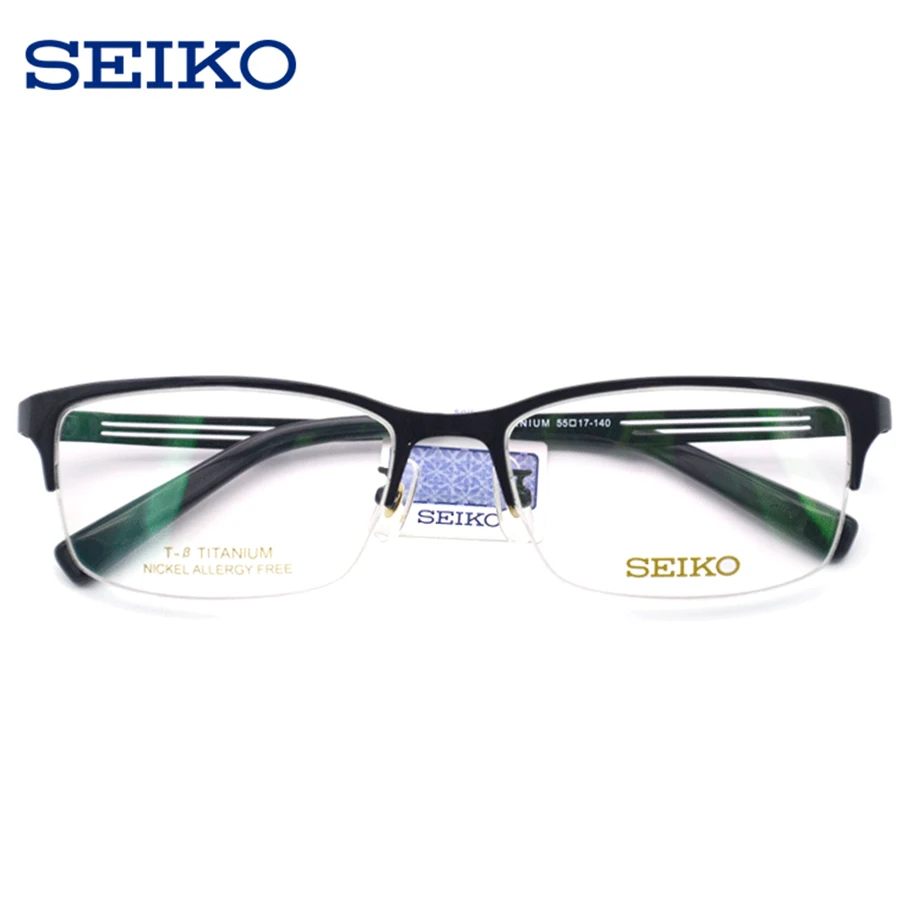 SEIKO очками половина оправы глаз Для мужчин Титан очки Browline оптические