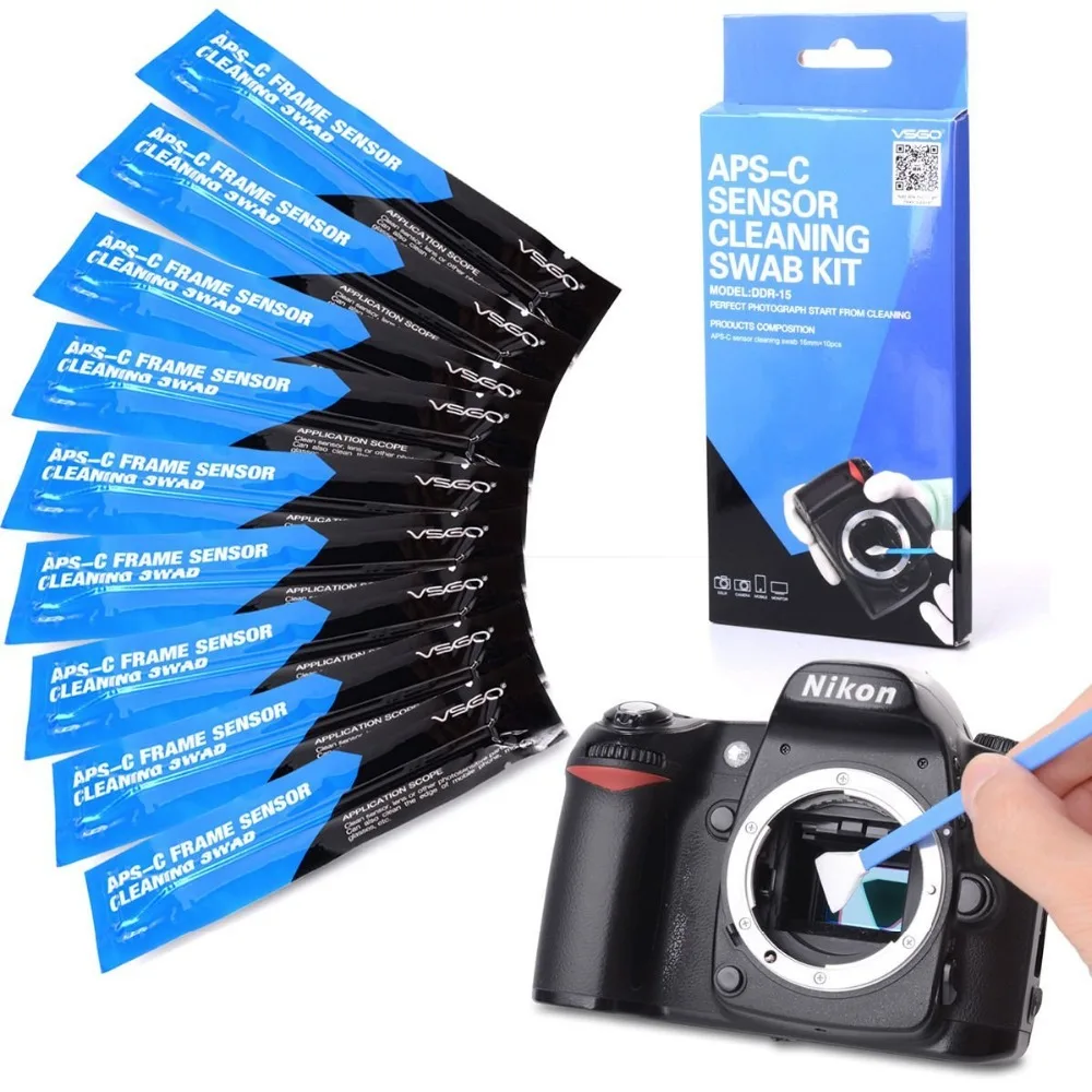 

VSGO Camera Sensor Cleaning Kit DDR-15 10PCS Sensoe Swabs for Nikon SLR Digital Cameras Cleaning