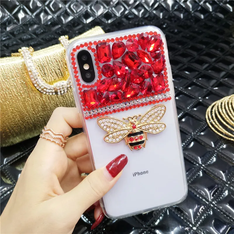 Модные 3D металлические Чехлы LaMaDiaa с пчелами и стразами для телефонов Samsung S8 S9 S10 S21