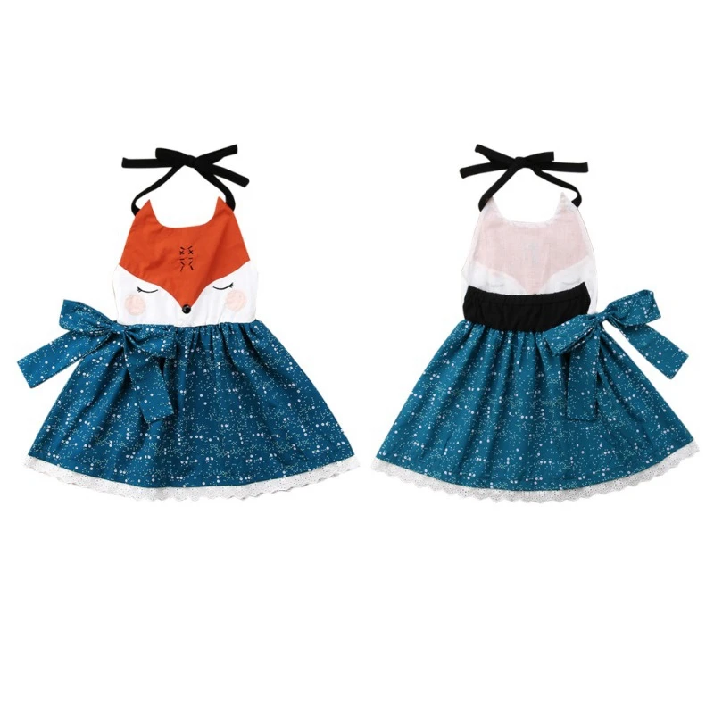 Повседневное платье для маленьких девочек с цветочным принтом и животным