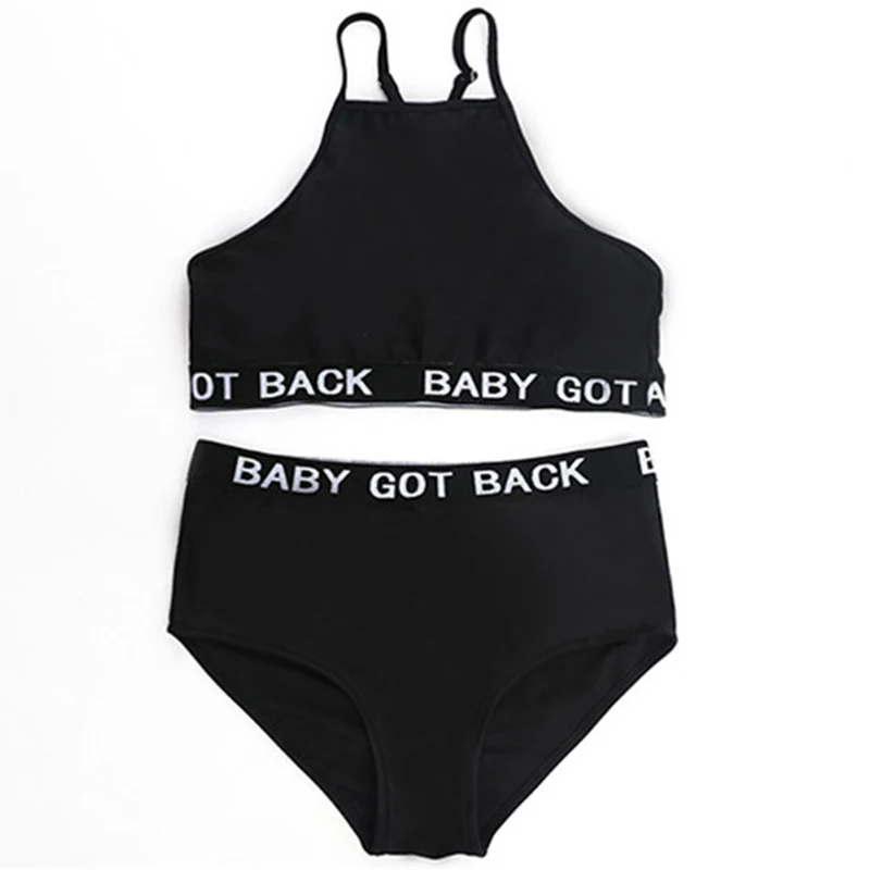 Бикини с высокой талией Croppe бикини 2018 комплект надписью женский спортивный
