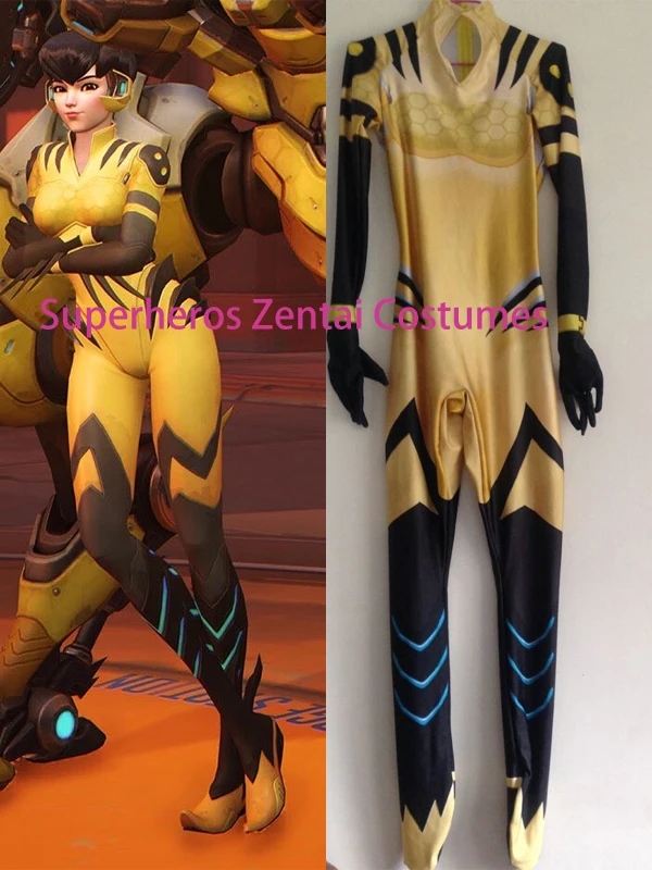 Костюм D.VA B.VA с 3D рисунком Женское боди Zentai из искусственной кожи для косплея на