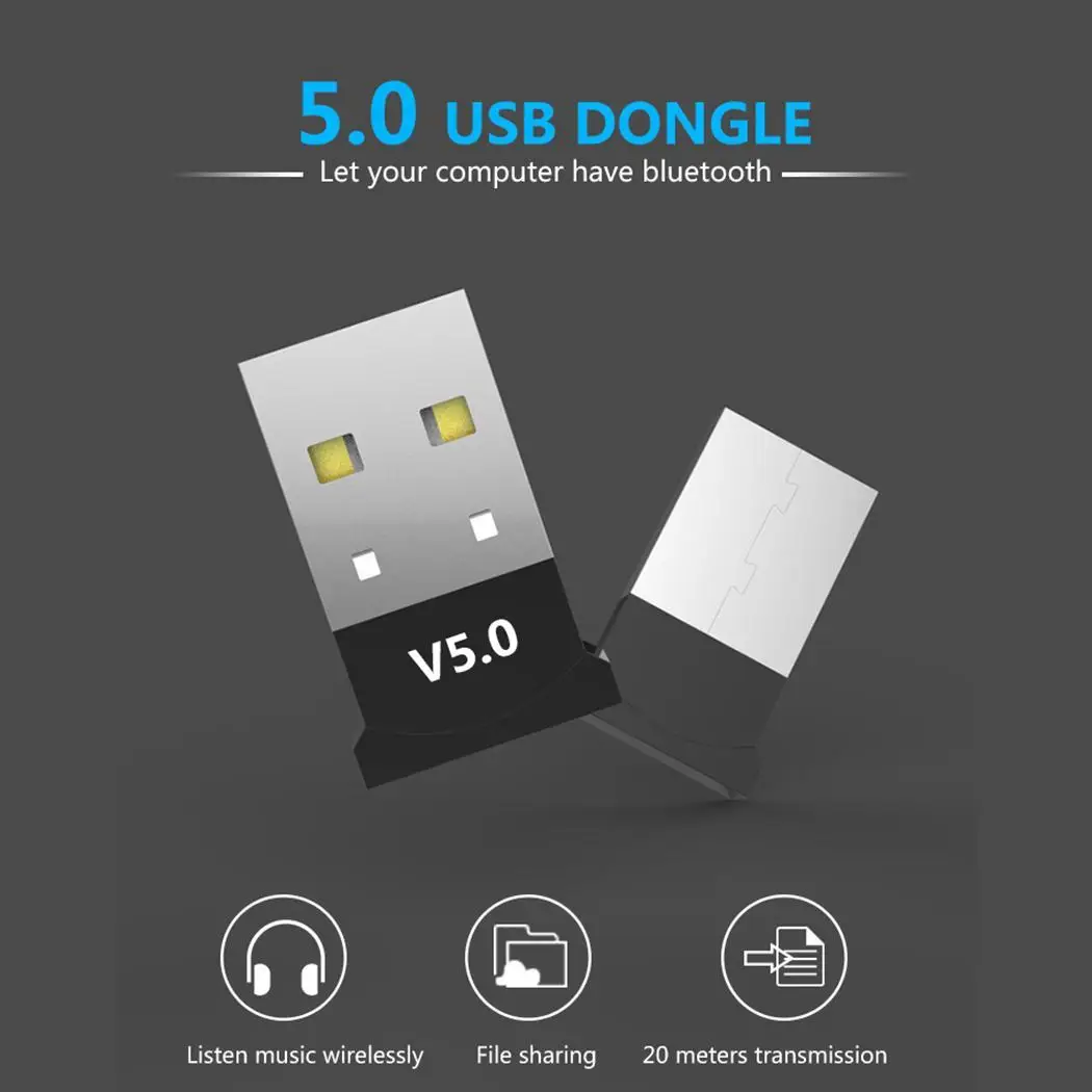 Bluetooth адаптер 5 0 без водителя аудио приемник Plug and Play для USB 10 (Мбит/с) настольный (м)