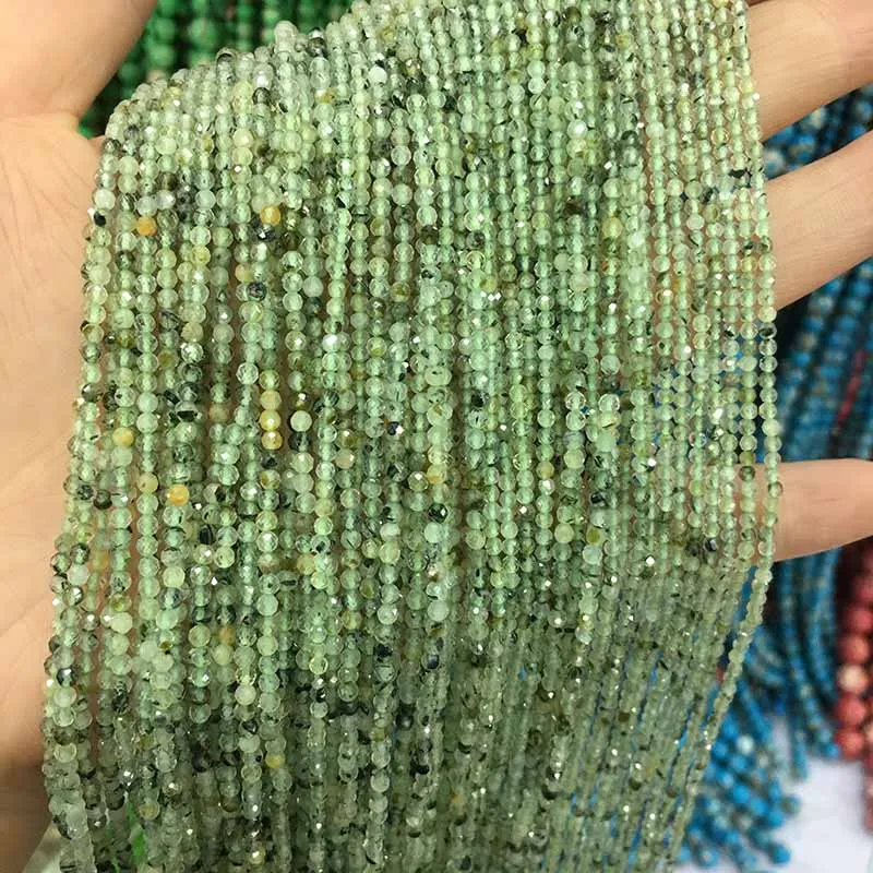 Green Quartz Маленькие бусины из натурального камня, бусины из натурального граната, апатит 2 мм, разделенные бусины для изготовления ювелирных изделий, ожерелье, браслет своими руками - Цвет: Green Quartz
