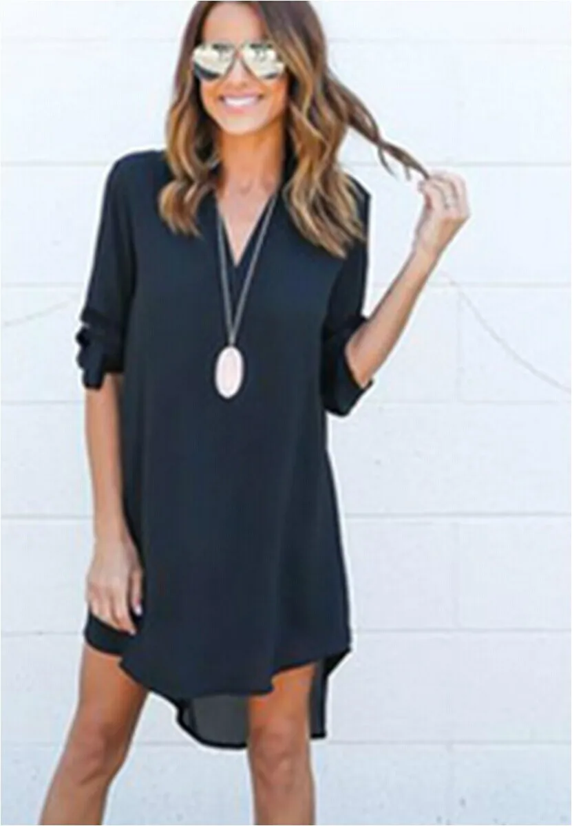 

Fashion Women Blouse Chiffon Long Sleeve Casual Loose Short Blose Tops