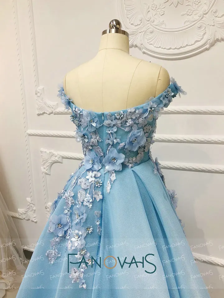 Light Blue Evening Dresses Off Shoulder Vestido De Fiesta 2019 Elegant Prom Dress for Women Formal Gown | Свадьбы и торжества