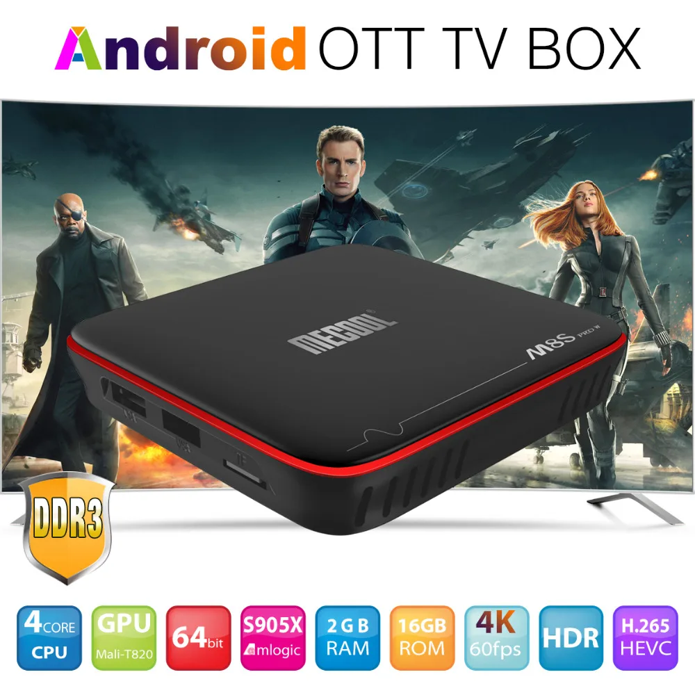 M8S Pro + Smart tv BOX Android 7 1 беспроводной медиаплеер UHD S905 четырехъядерный 2 ГБ/16 ГБ 4K HDMI TF