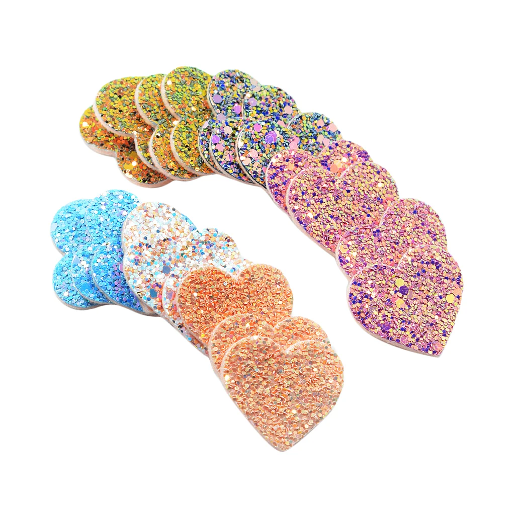 20x мягкая войлочная Аппликация в форме сердца с блестками украшение для