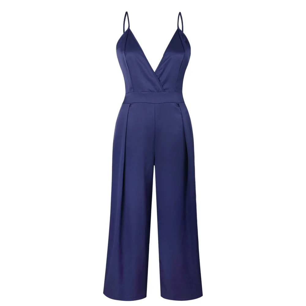 Sexy V Neck Backless Strap Jumpsuit Women Summer 2018 Casual Loose Long Overalls for Orange Romper Bodysuit Pants with Bow | Женская