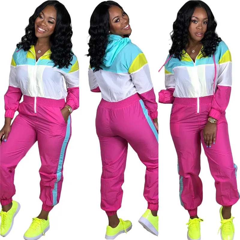 Женский спортивный костюм повседневный Свободный комбинезон с капюшоном и