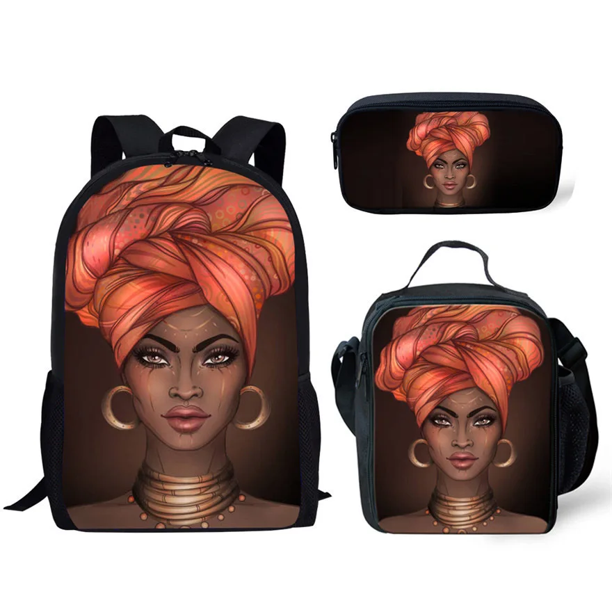

NOISYDESIGN Large Capacity Book Bags for Kids Black Art African Girls Printing School Bags Children Primary Schoolbag Bagpack